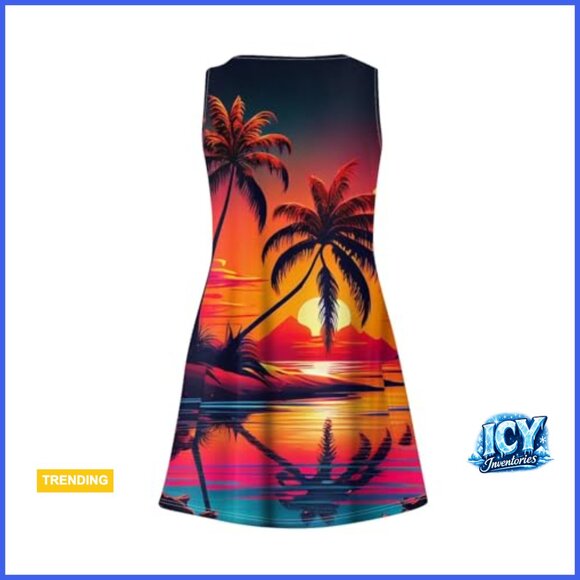 V-Neck Sleeveless Midi Sundress with Pockets, Casual Boho Beach Dress - Picture 4 of 7